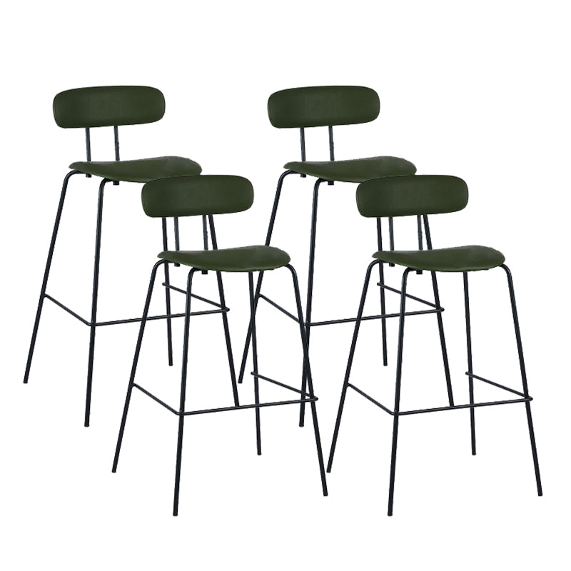 Modern Backrest Armless Counter Stool Leather Upholstered Bar Stool with Metal Base