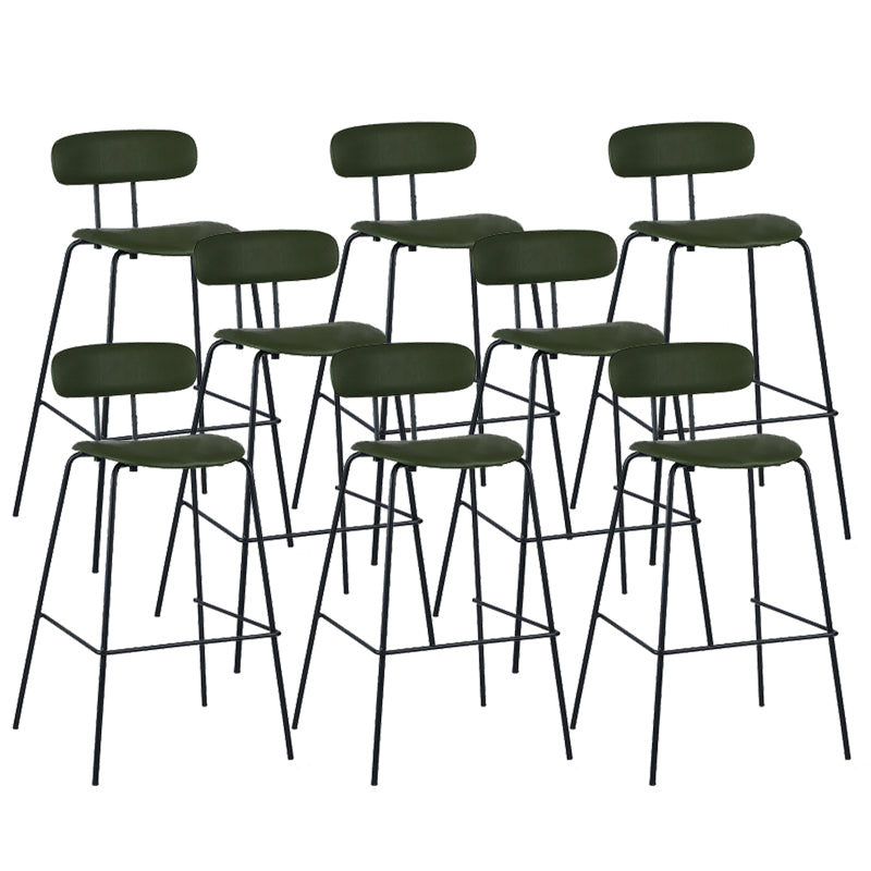 Modern Backrest Armless Counter Stool Leather Upholstered Bar Stool with Metal Base