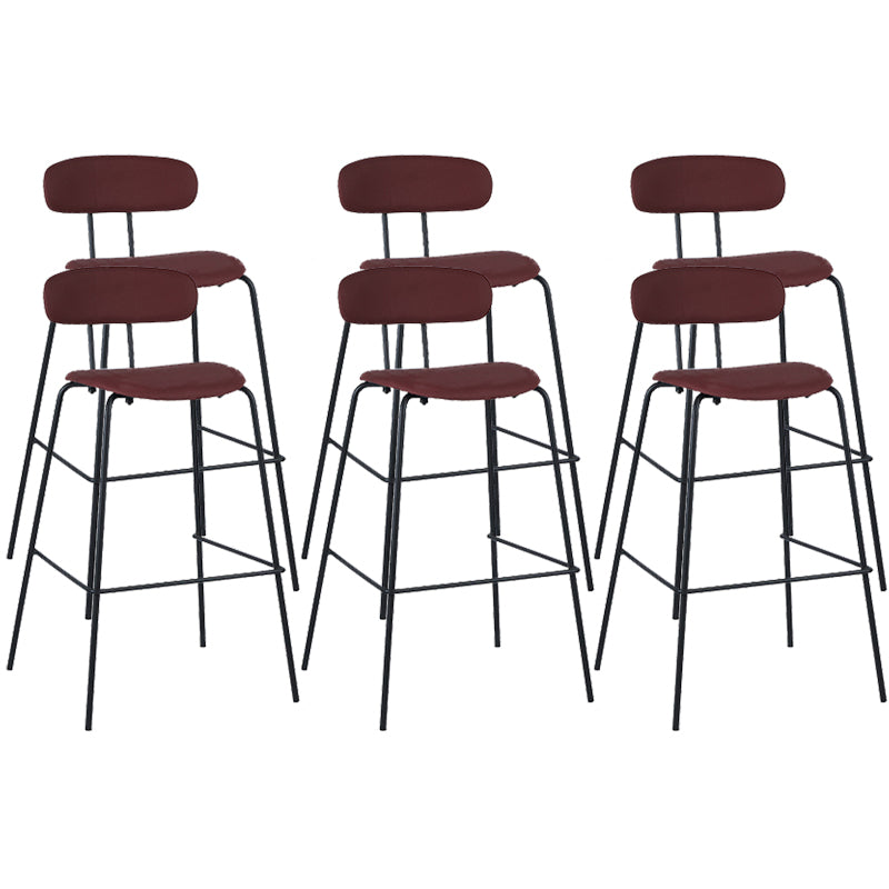 Modern Backrest Armless Counter Stool Leather Upholstered Bar Stool with Metal Base