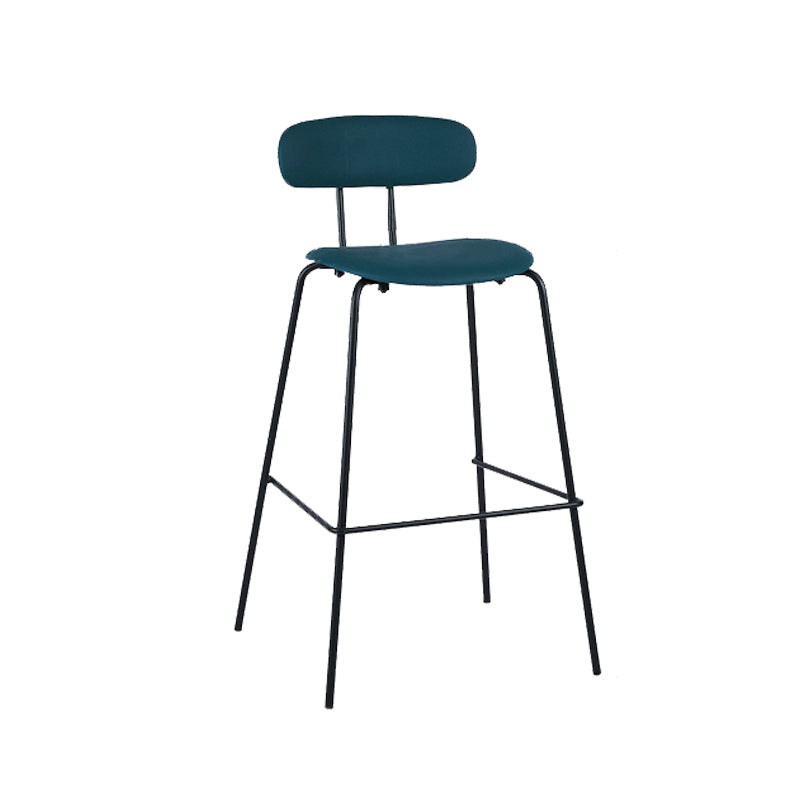 Modern Backrest Armless Counter Stool Leather Upholstered Bar Stool with Metal Base