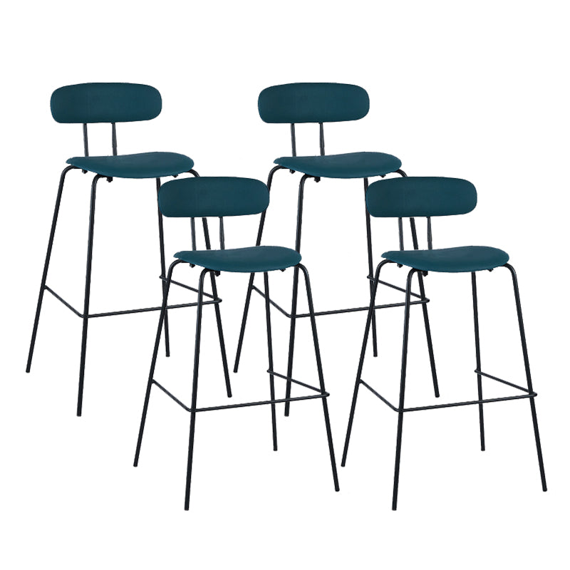 Modern Backrest Armless Counter Stool Leather Upholstered Bar Stool with Metal Base