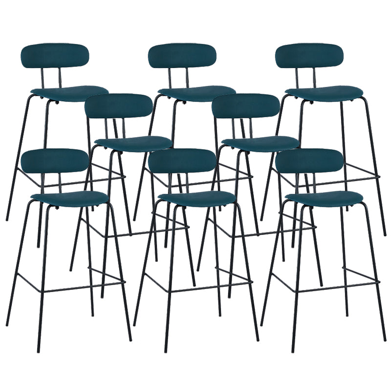 Modern Backrest Armless Counter Stool Leather Upholstered Bar Stool with Metal Base