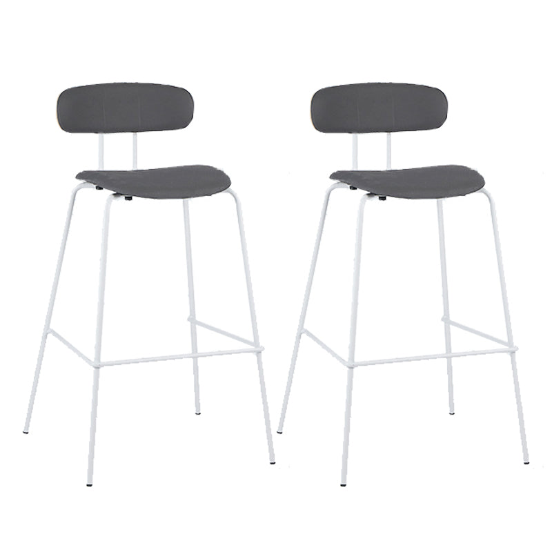 Modern Backrest Armless Counter Stool Leather Upholstered Bar Stool with Metal Base