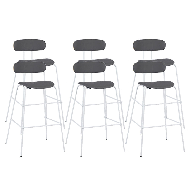 Modern Backrest Armless Counter Stool Leather Upholstered Bar Stool with Metal Base