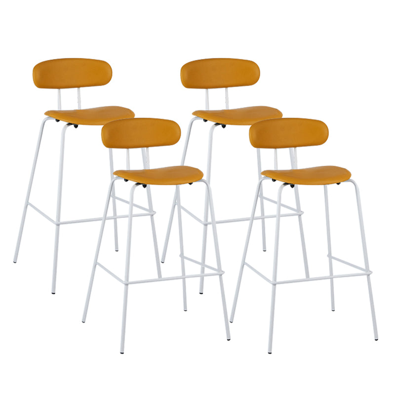 Modern Backrest Armless Counter Stool Leather Upholstered Bar Stool with Metal Base