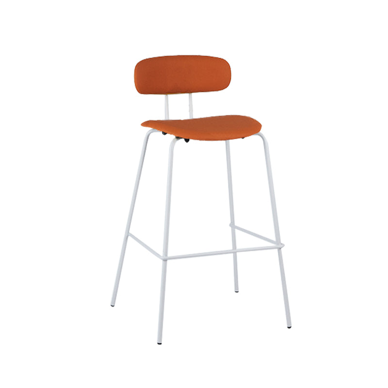 Modern Backrest Armless Counter Stool Leather Upholstered Bar Stool with Metal Base