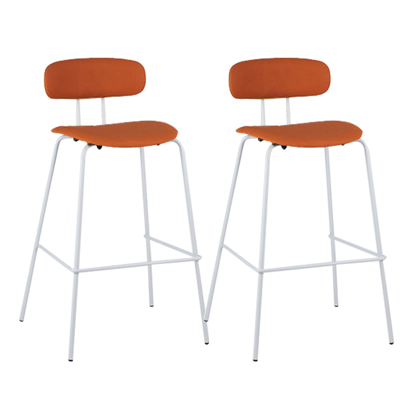 Modern Backrest Armless Counter Stool Leather Upholstered Bar Stool with Metal Base