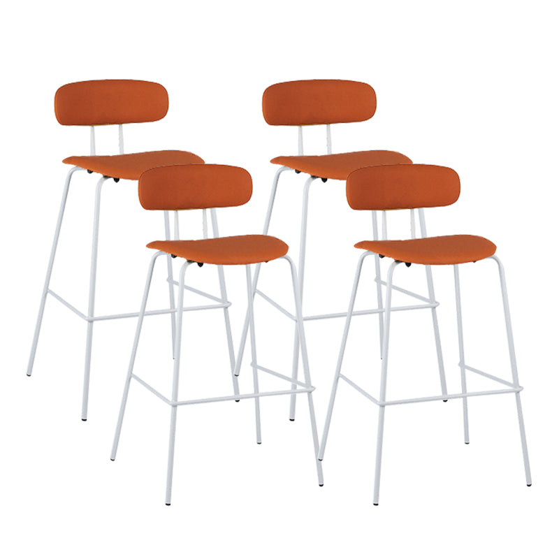 Modern Backrest Armless Counter Stool Leather Upholstered Bar Stool with Metal Base
