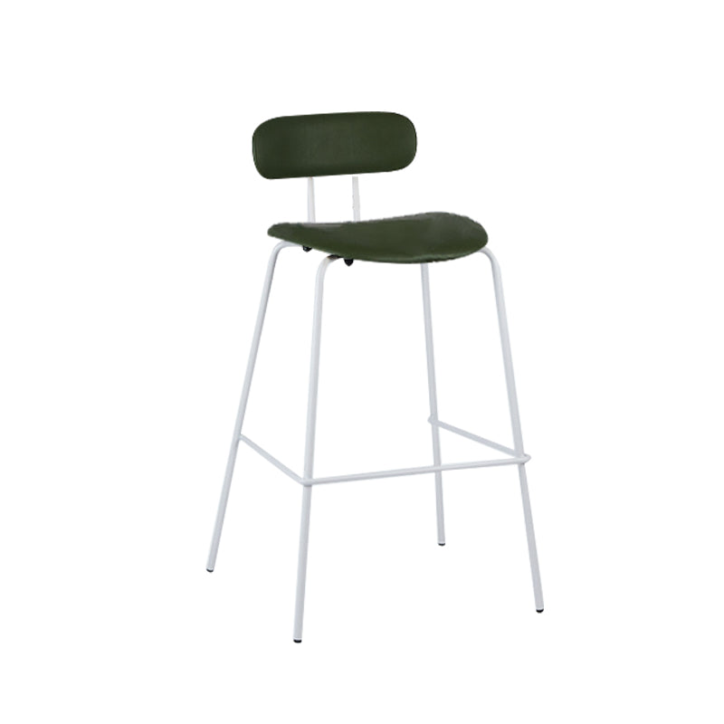 Modern Backrest Armless Counter Stool Leather Upholstered Bar Stool with Metal Base
