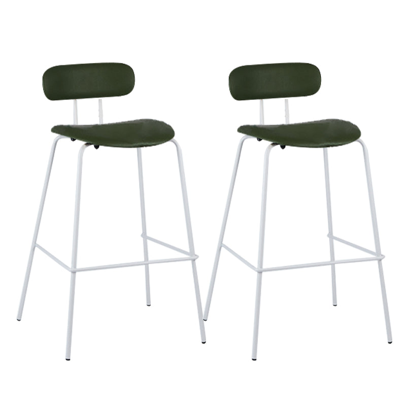 Modern Backrest Armless Counter Stool Leather Upholstered Bar Stool with Metal Base