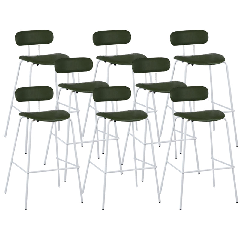 Modern Backrest Armless Counter Stool Leather Upholstered Bar Stool with Metal Base