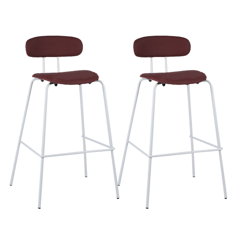Modern Backrest Armless Counter Stool Leather Upholstered Bar Stool with Metal Base