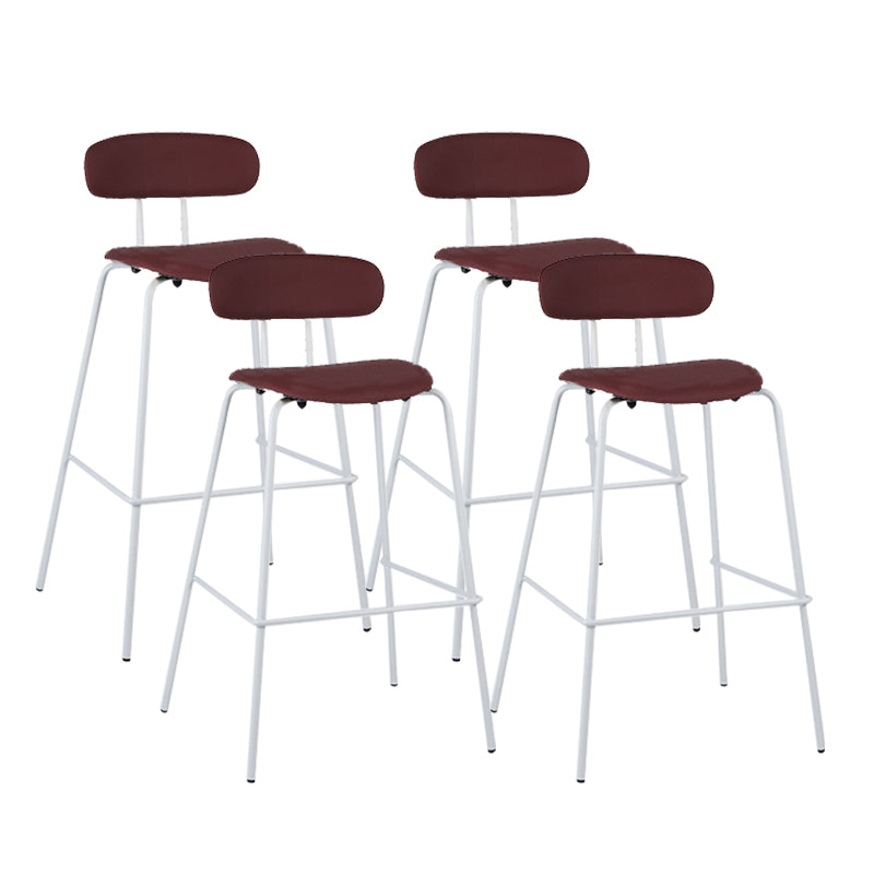 Modern Backrest Armless Counter Stool Leather Upholstered Bar Stool with Metal Base