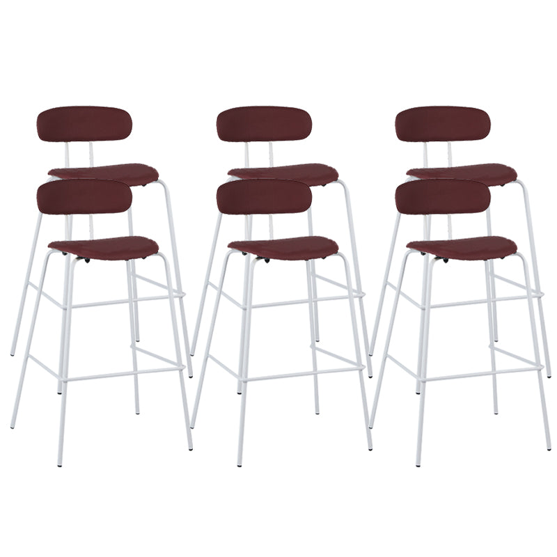 Modern Backrest Armless Counter Stool Leather Upholstered Bar Stool with Metal Base