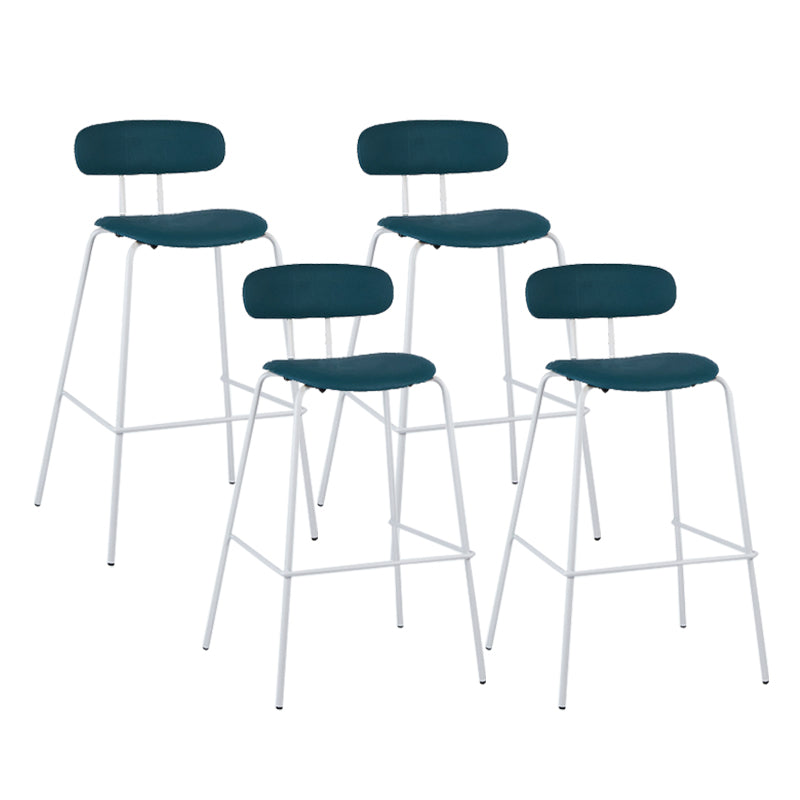 Modern Backrest Armless Counter Stool Leather Upholstered Bar Stool with Metal Base