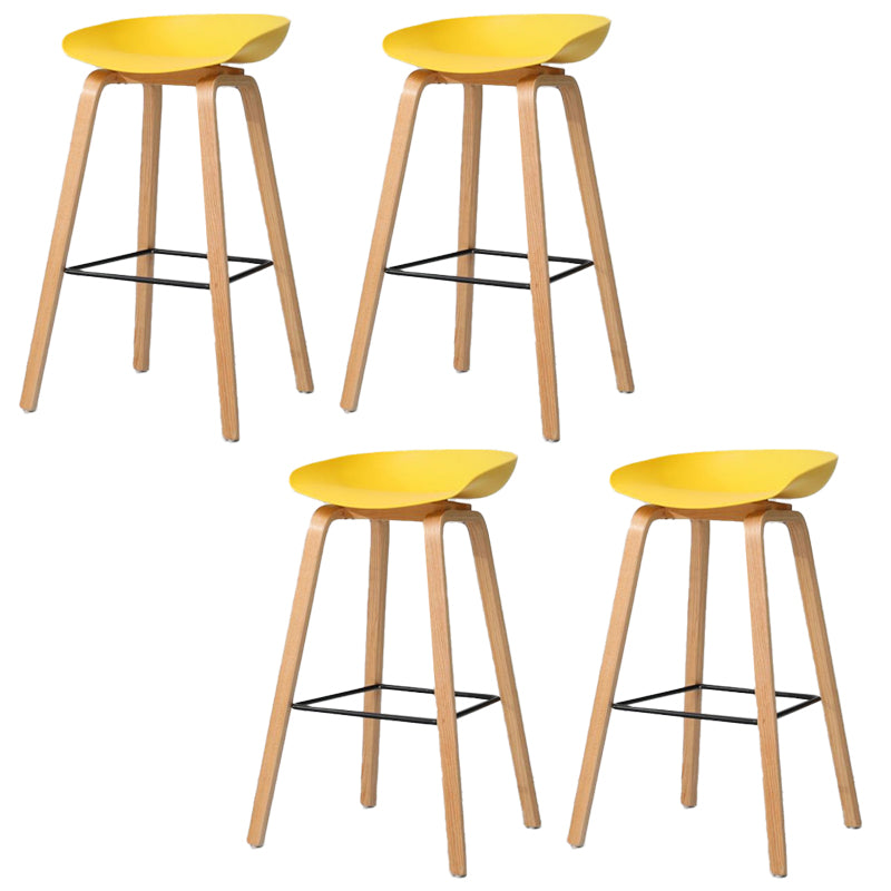 Contemporary Style Stool 4 Legs Wood Counter Stool for Home Use