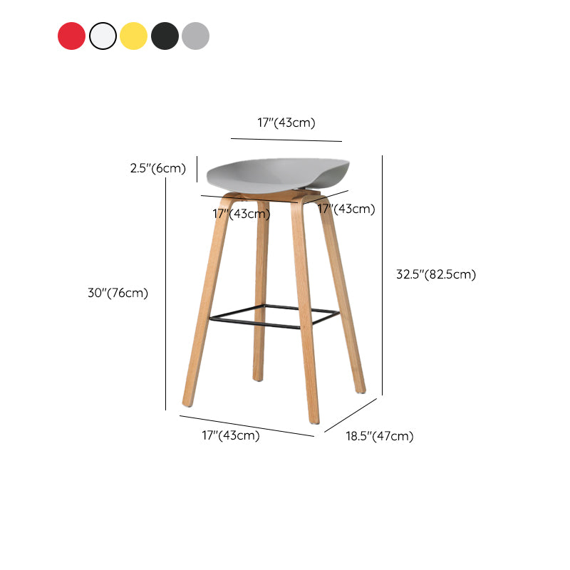 Contemporary Style Stool 4 Legs Wood Counter Stool for Home Use