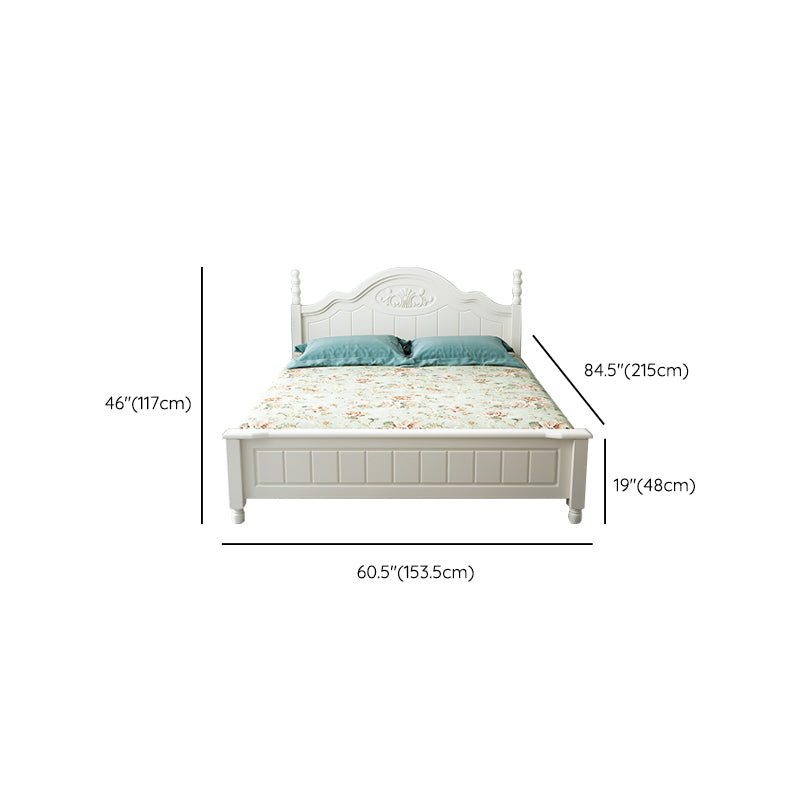 French Country Standard Bed Rubberwood and Pine Wood Panel Bed White