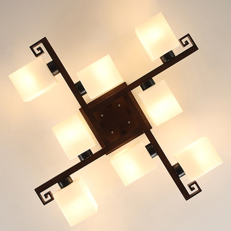 Modern Style Ball Shape Flush Mount Wood Ceiling Light in Brown for Living Room