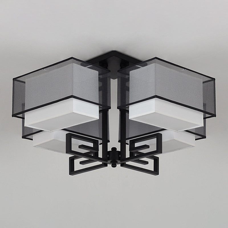 4-Lights Modern Style Flush Mount Fabric Ceiling Light for Bedroom