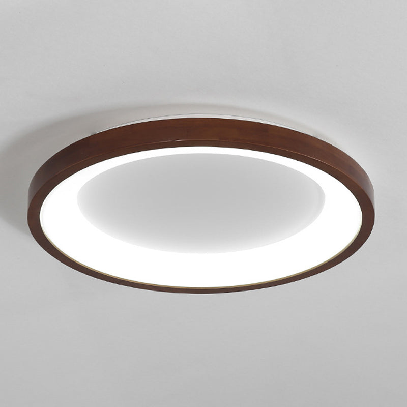 Modern Single Brown Flush Mount Lighting Wooden Ceiling Light for Bedroom