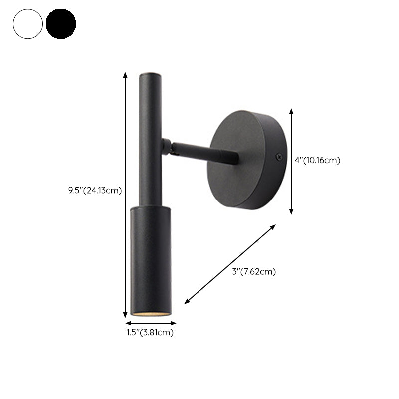 Single Modernism Style White/Black Wall Mounted Sconce Metallic Wall Light for Bedroom