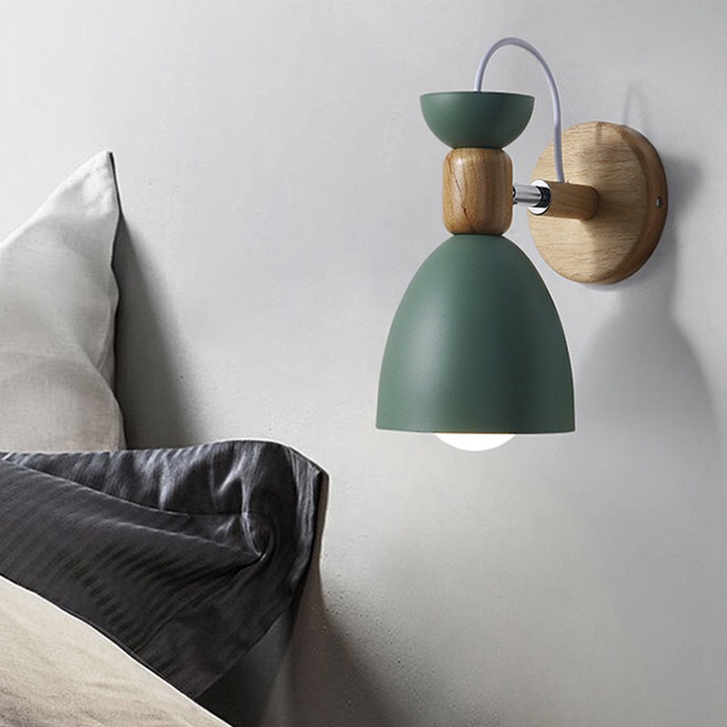 Macaron Style Cone Shape Wall Light Metal 1 Light Sconces in Black for Bedroom