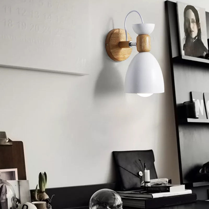 Macaron Style Cone Shape Wall Light Metal 1 Light Sconces in Black for Bedroom