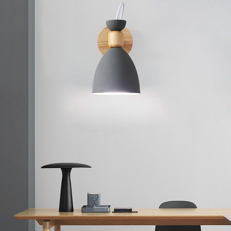 Macaron Style Cone Shape Wall Light Metal 1 Light Sconces in Black for Bedroom