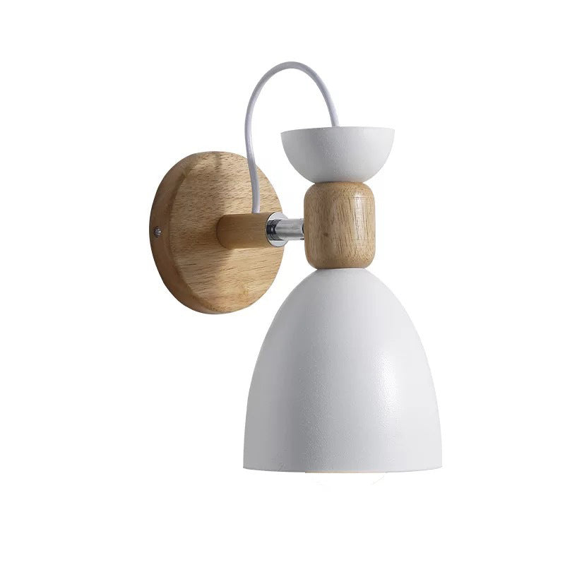 Macaron Style Cone Shape Wall Light Metal 1 Light Sconces in Black for Bedroom