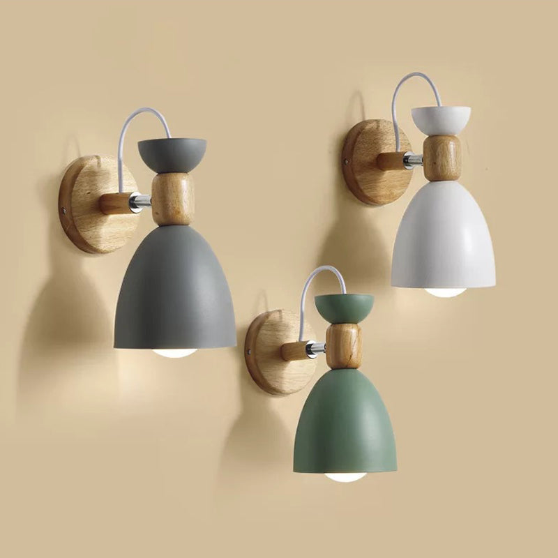 Macaron Style Cone Shape Wall Light Metal 1 Light Sconces in Black for Bedroom