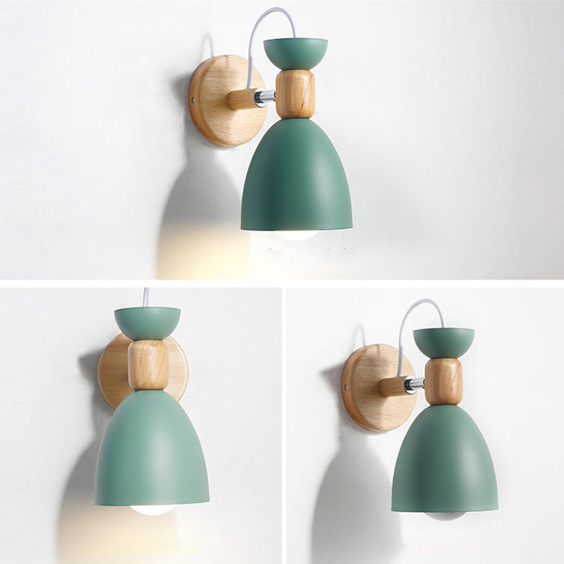 Macaron Style Cone Shape Wall Light Metal 1 Light Sconces in Black for Bedroom