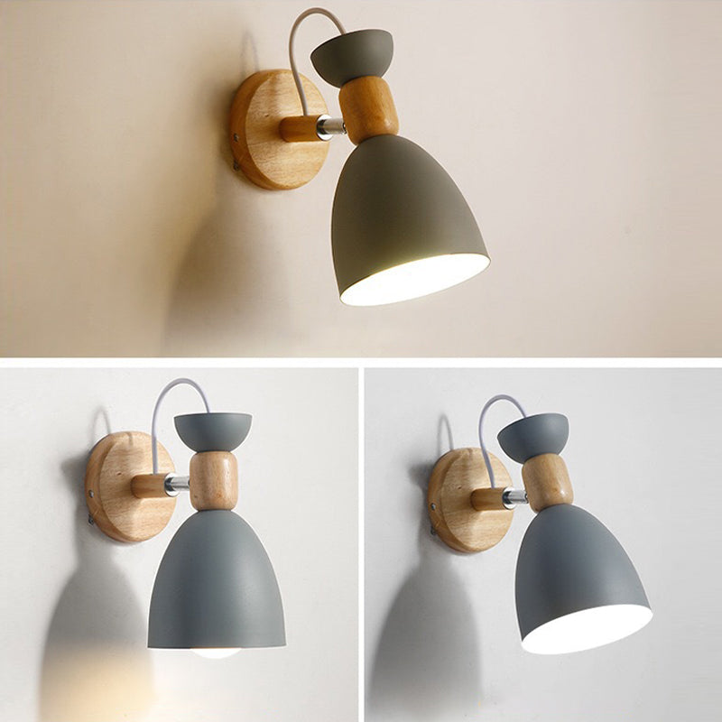Macaron Style Cone Shape Wall Light Metal 1 Light Sconces in Black for Bedroom
