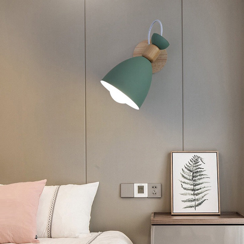 Macaron Style Cone Shape Wall Light Metal 1 Light Sconces in Black for Bedroom