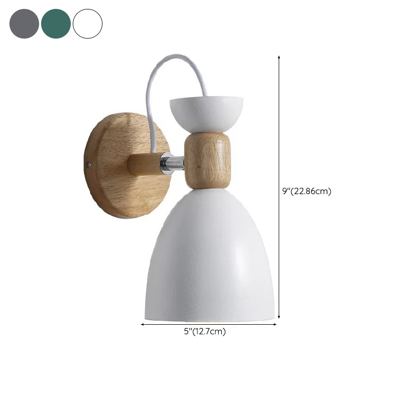 Macaron Style Cone Shape Wall Light Metal 1 Light Sconces in Black for Bedroom