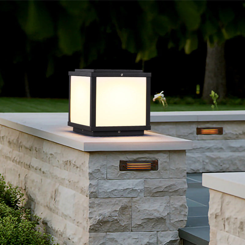 Modern Minimalist Pillar Lamp Geometric Outdoor Light for Garden