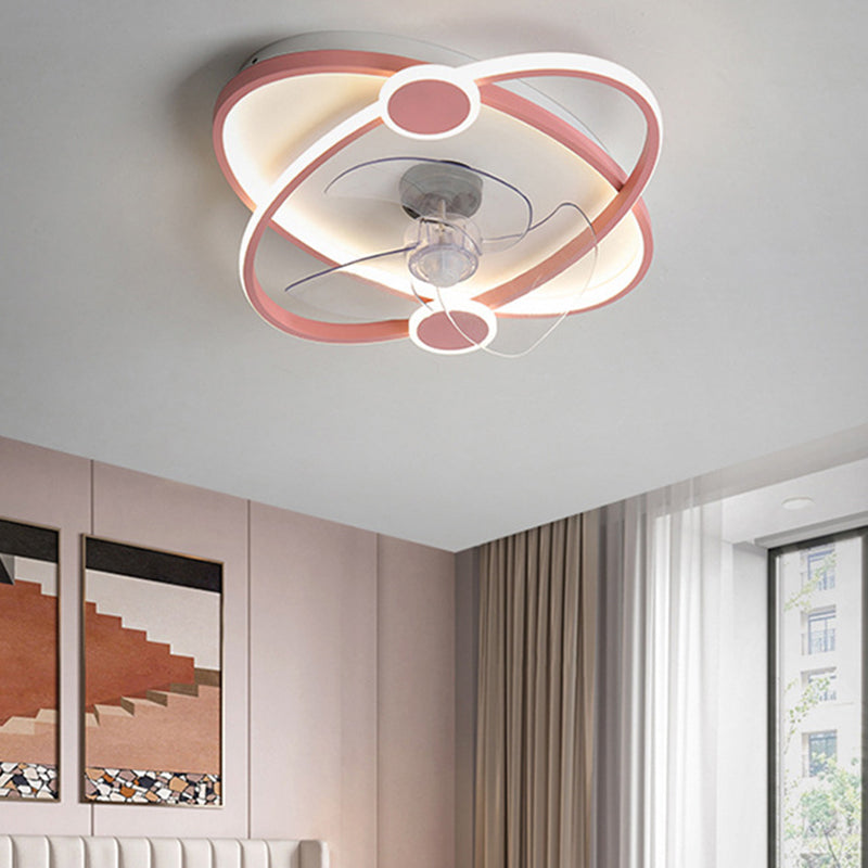 3-Blade LED Fan with Light Children Blue/Pink Ceiling Fan for Home