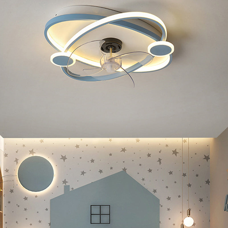 3-Blade LED Fan with Light Children Blue/Pink Ceiling Fan for Home