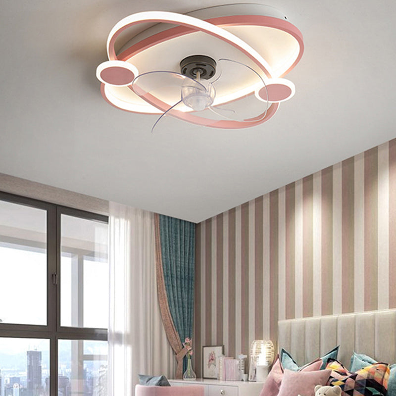 3-Blade LED Fan with Light Children Blue/Pink Ceiling Fan for Home