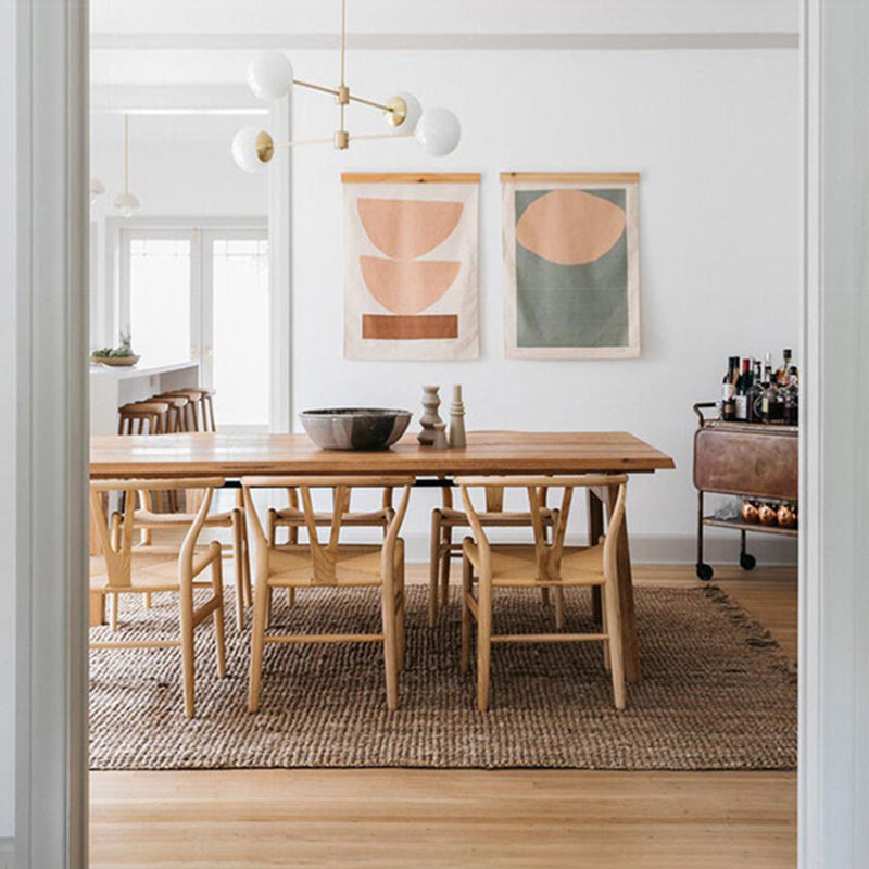 Natural Solid Wood Table Rectangular 4 Legs Table for Dining Room