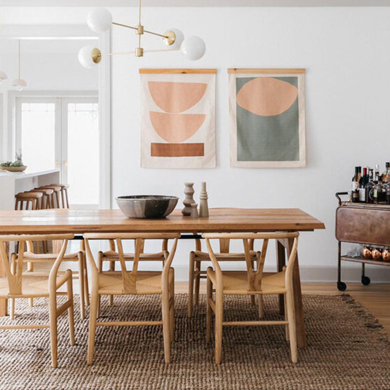 Natural Solid Wood Table Rectangular 4 Legs Table for Dining Room