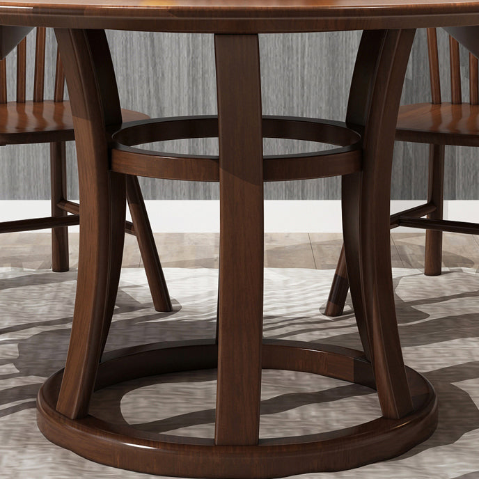 Modern Round Table Solid Wood Dining Table with Turntable for Home