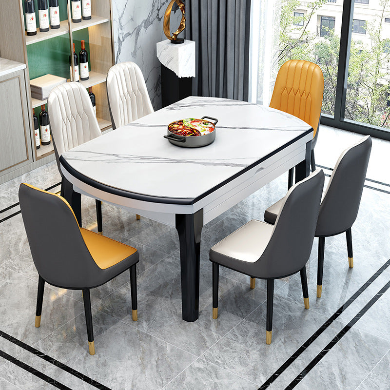 Contemporary Extendable Folding Table Solid Wood Base Table for Dining Room