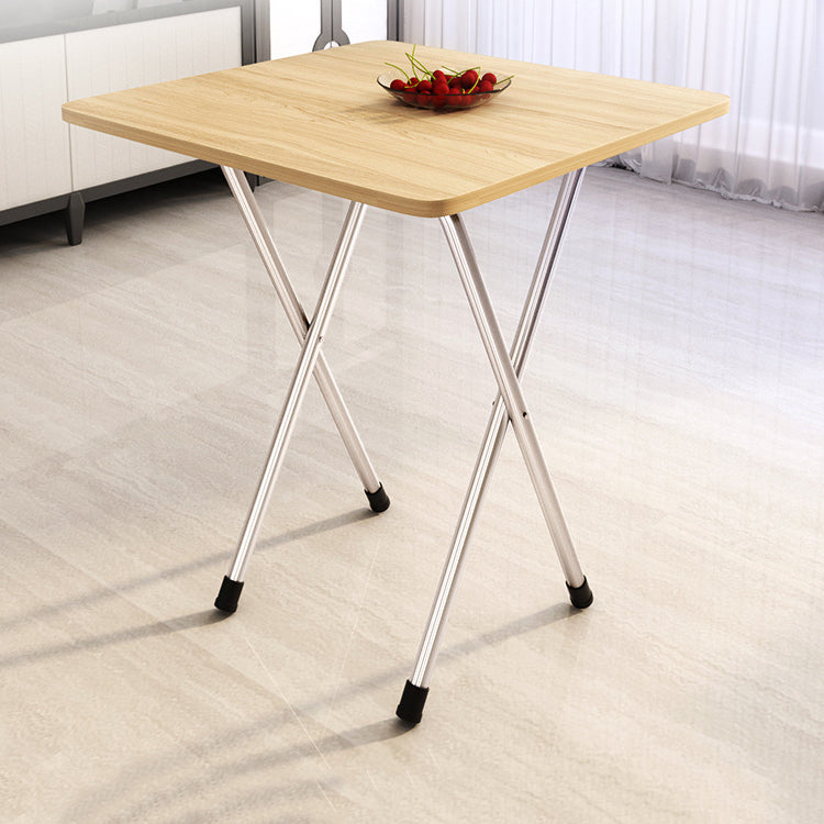 Metal and Wood Table 28.5"H Mid-century Modern Minimalist Foldable Square Dining Table