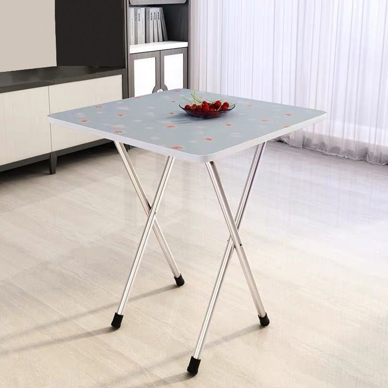 Metal and Wood Table 28.5"H Mid-century Modern Minimalist Foldable Square Dining Table