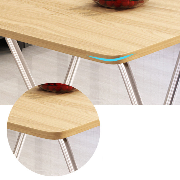 Metal and Wood Table 28.5"H Mid-century Modern Minimalist Foldable Square Dining Table