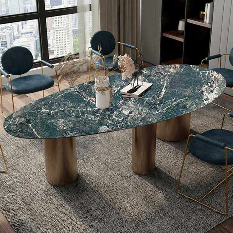 Sintered Stone Home Desk Luxury Oval Shape Fixed Table for Dining Room