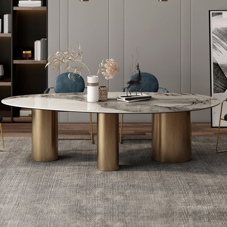 Sintered Stone Home Desk Luxury Oval Shape Fixed Table for Dining Room