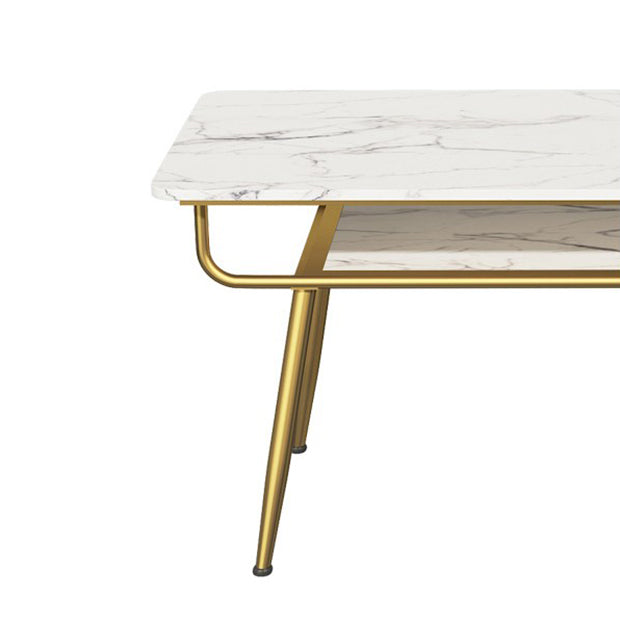 Stone and Iron Table Contemporary Storage Rectangular Dining Table