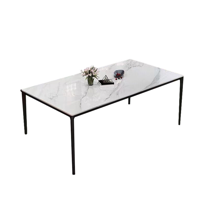 Industrial Sintered Stone Kitchen Table Rectangle Fixed Dining Room Desk
